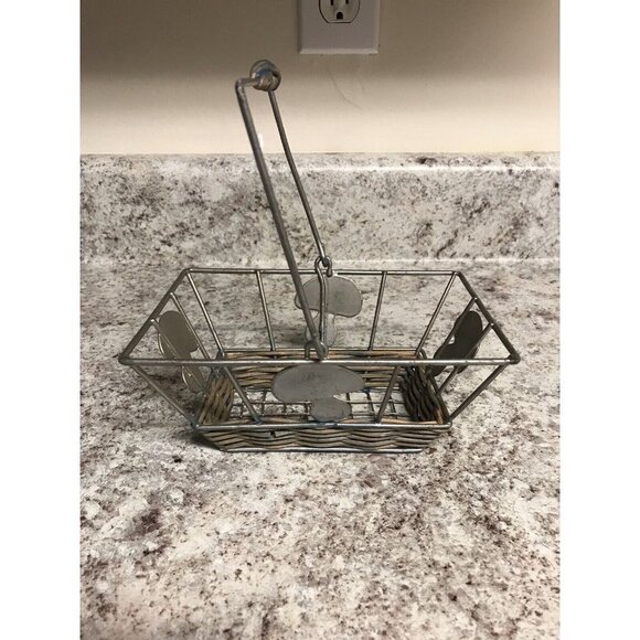 Galvanized Metal Mushrooms Decorative Storage Egg Basket Organizer Bin w/Handle - Picture 1 of 12